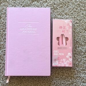 Gratitude Journal and Pink Gel Ink Pen Set